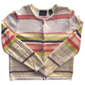 Crazy Horse Women’s Size L Cardigan Sweater Beige Multicolor Knit Button-Up